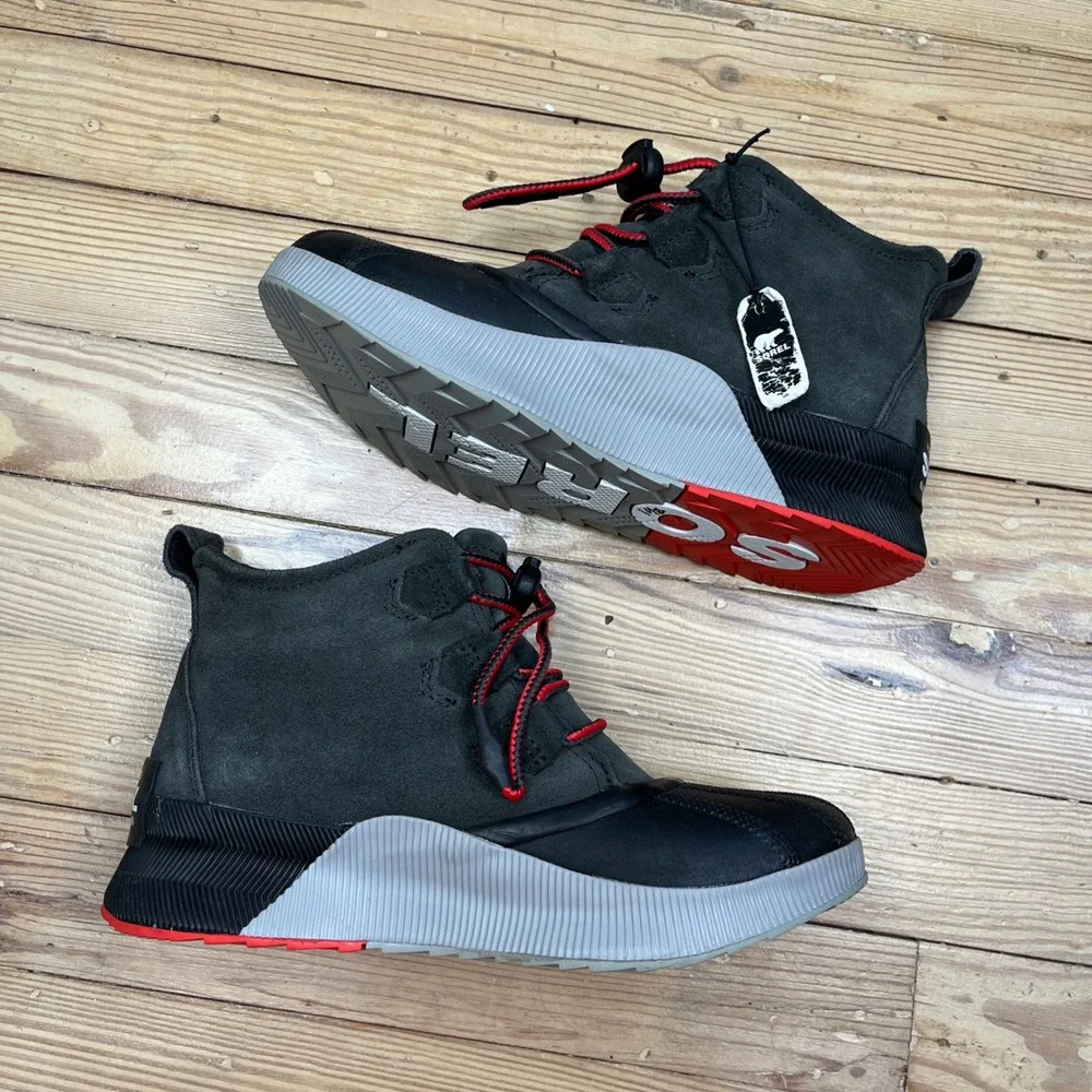 Sorel Out N About III Classic Waterproof Duck Boots Quarry Black Red NY4564-091